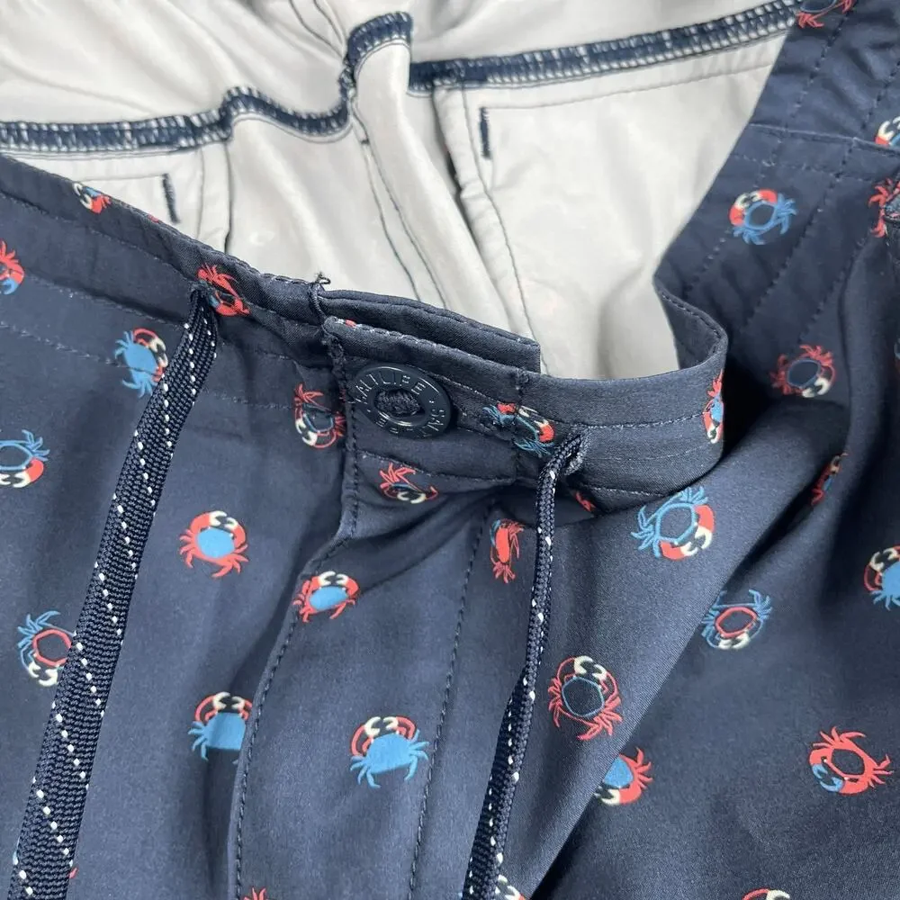 Salt Life Swim Shorts Navy Blue Crab Print Mens Size 36 Zip Fly Draw String